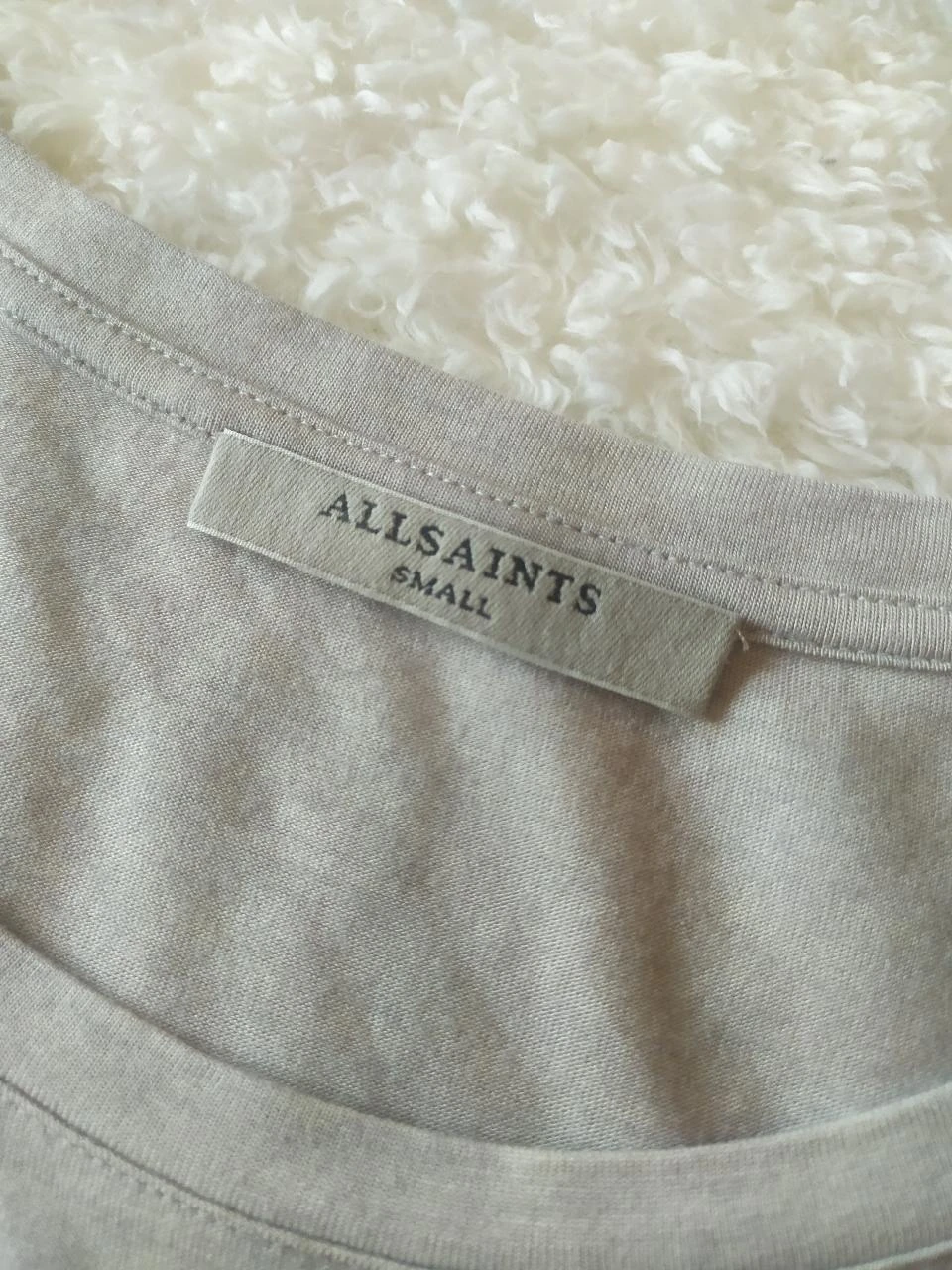 ALLSAINTS Women's Light Grey Viscose Wool Blend Relaxed T-Shirt Size S – photo 12